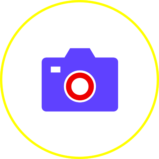 Isotipo del concepto "imagen" realizado con un símbolo de una cámara de fotos.