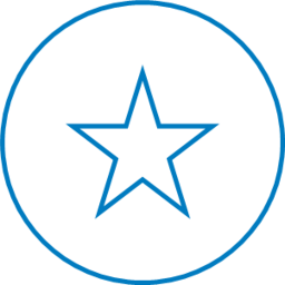 Isotipo del concepto "reconocimientos" realizado con una estrella de cinco puntas.